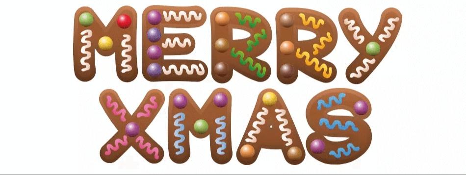 IMPRESSION MERRY CHRISTMAS/MERRY XMAS/FELIZ NAVIDAD in Cookie Letters