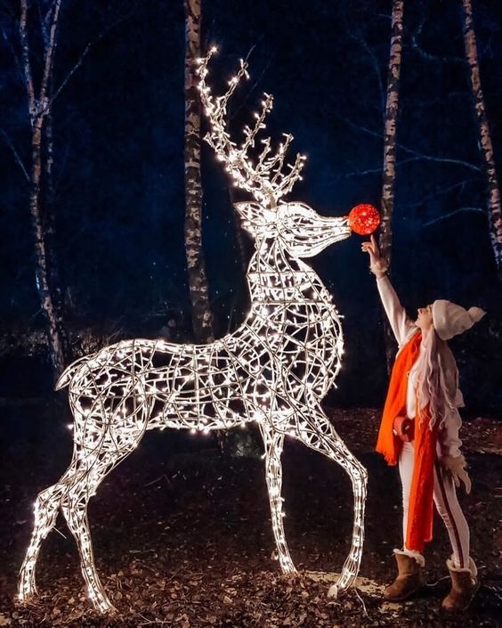 Giant Pre-Lit LED Red Nose Reindeer