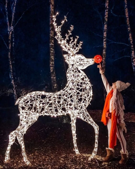 Giant Pre-Lit LED Red Nose Reindeer