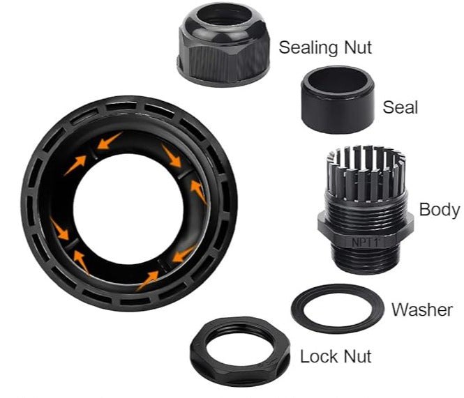 Mattos Designs Enclosure Build Accessories – Waterproof Cable Glands, Step Drill Bit, and RJ45 to XLR Pass-Through for Seamless Installation
