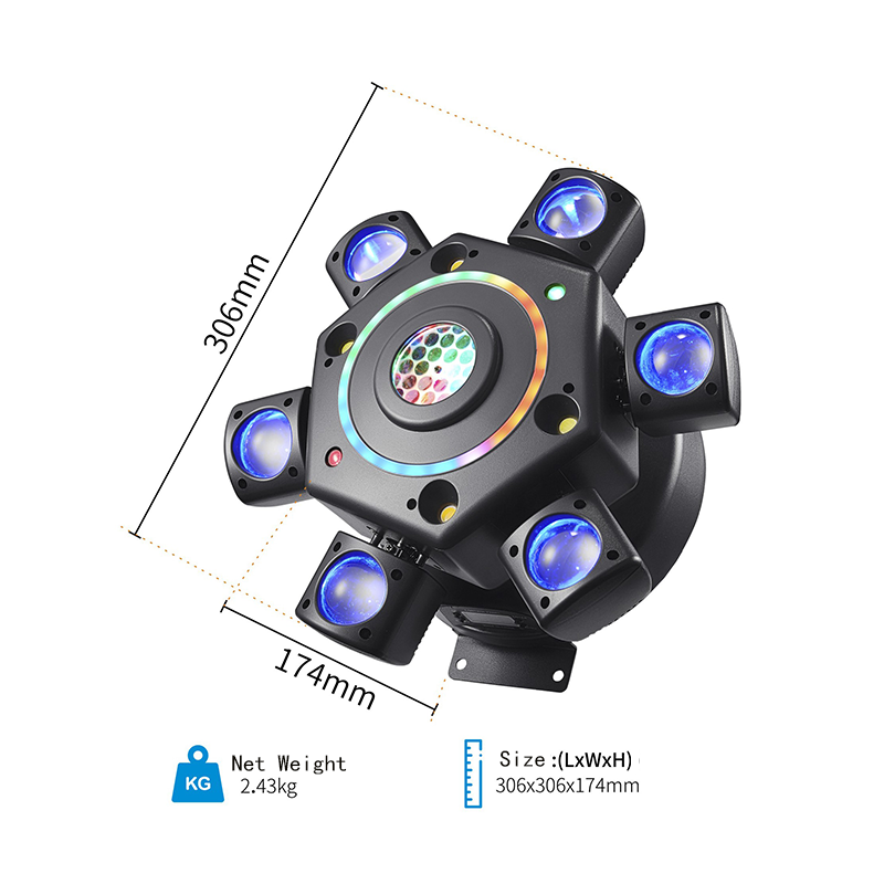 100W 6-Arm RGBW Beam Moving Head Light