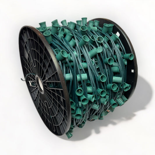 1000' 15" Spacing C9 Spool with Sockets, SPT-2 Green Wire