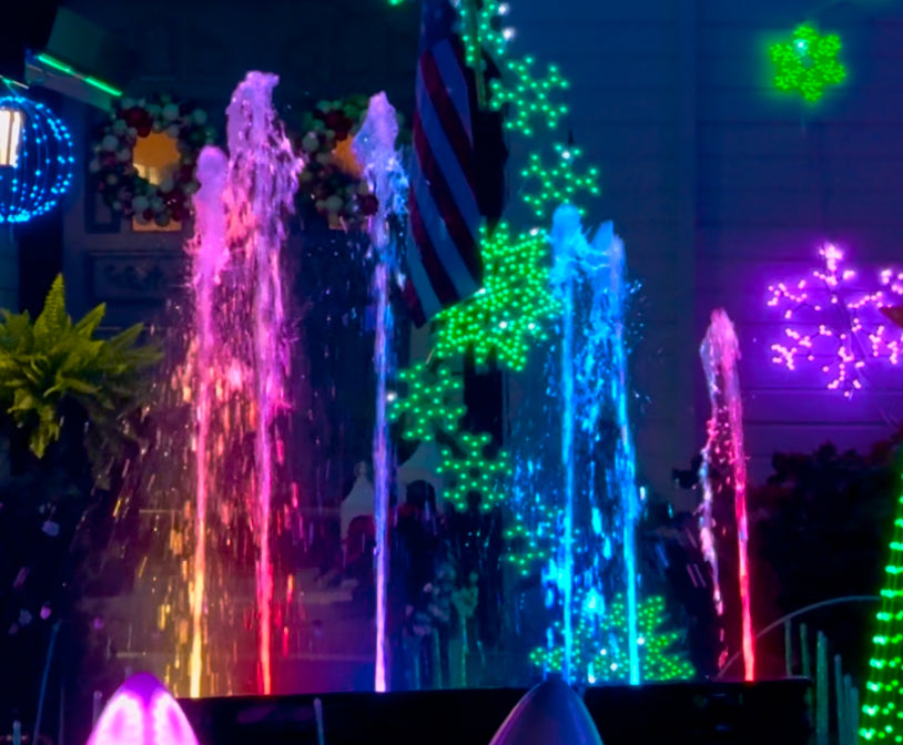 Phoenix Ray DMX RGB Fountain Pump – Variable Speed Stainless Steel Water Pump with LED Lights (150W, Brushless Motor, xLights & Light-O-Rama Compatible)