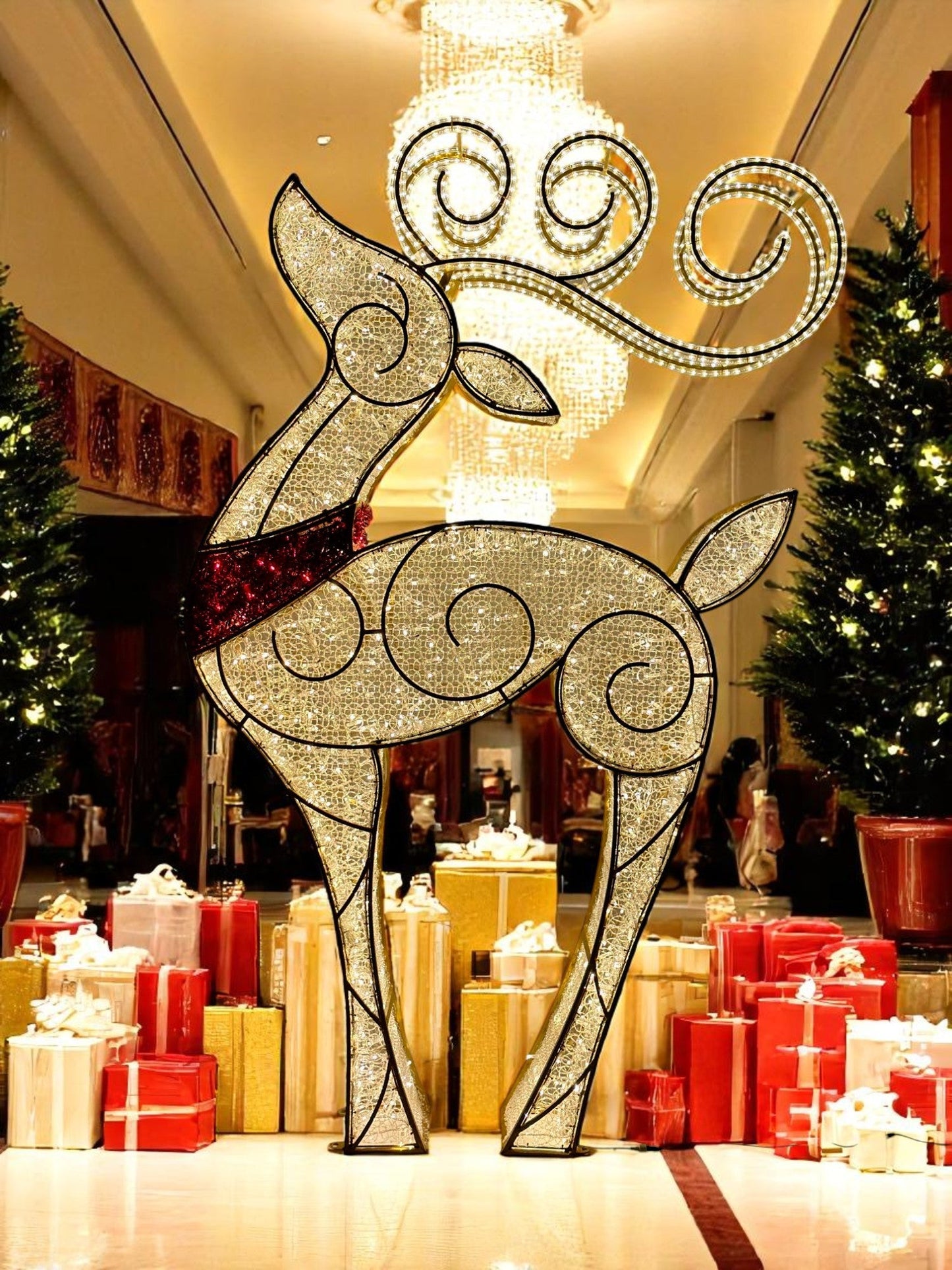 Large Pre-Lit LED Fancy Reindeer