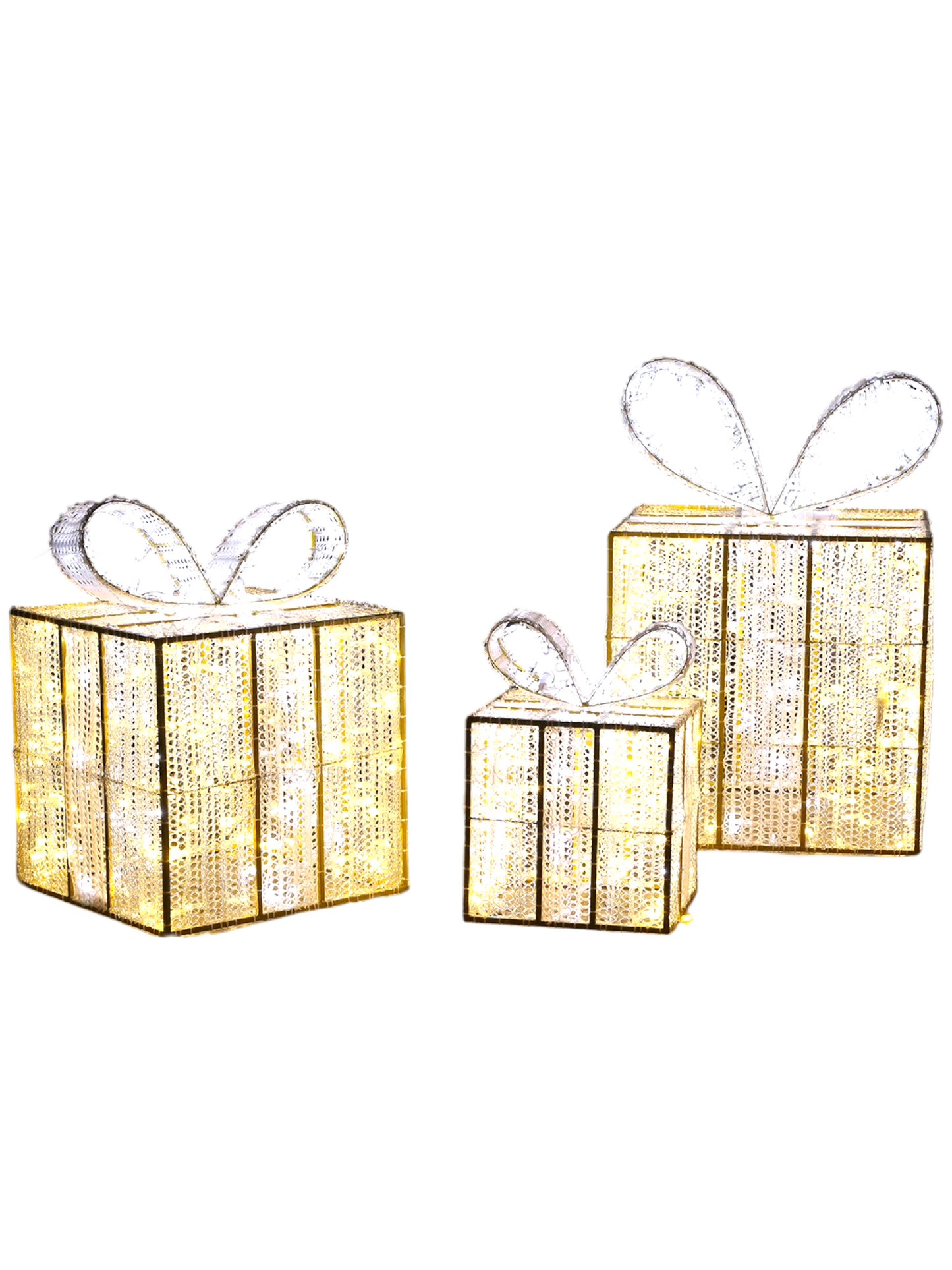 Giant Pre-Lit LED Gift Boxes (3) - Warm White & Cool White