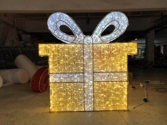 Giant Pre-Lit LED Gift Box - Warm White & Cool White