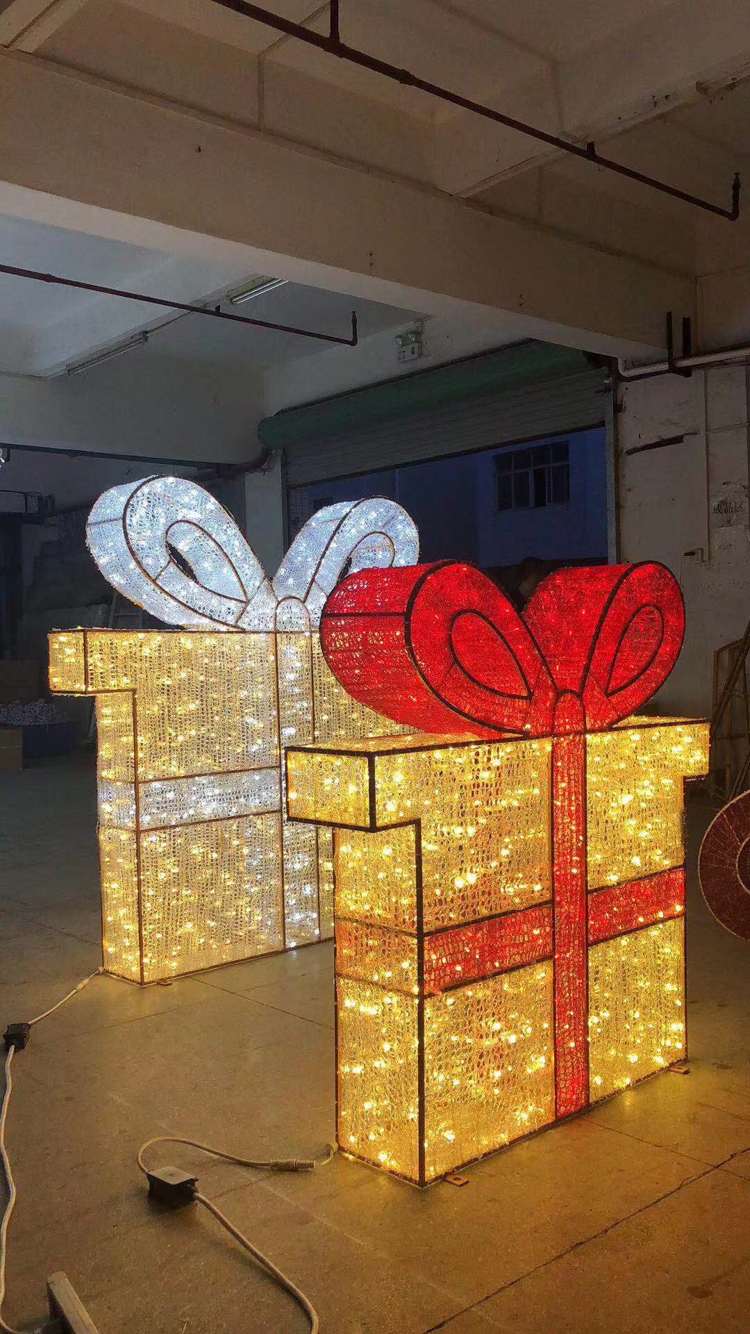 Giant Pre-Lit LED Gift Box - Warm White & Red