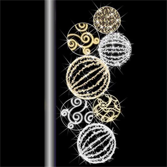 Giant Pre-Lit LED Ornaments Pole Mount 2D Wire Frame Decor
