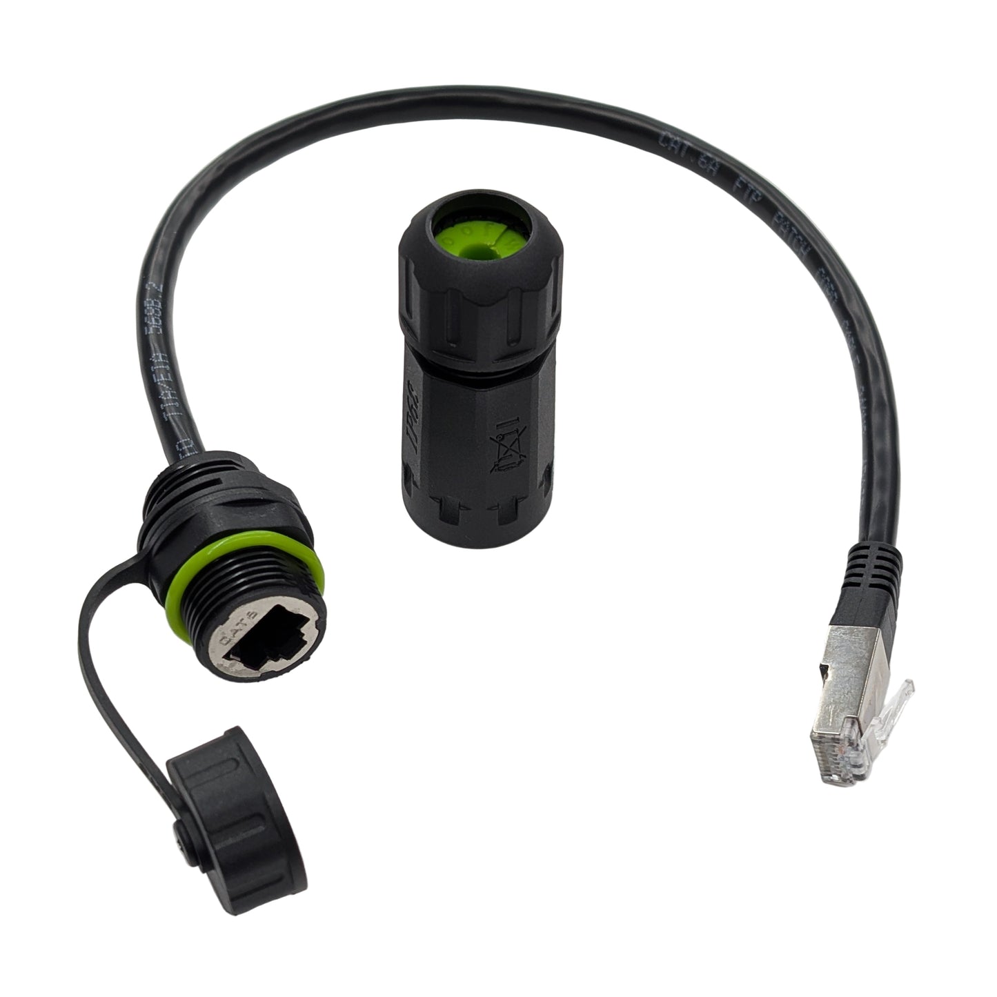 IP68 Waterproof RJ45 CAT6 Panel Mount Connector with 300mm Shielded Cable