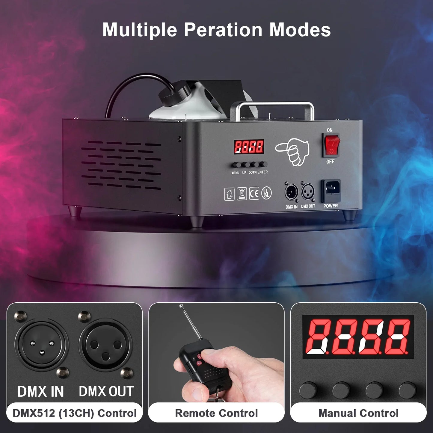 2000W Double-shot fog smoke machine Led Remote smoke machine