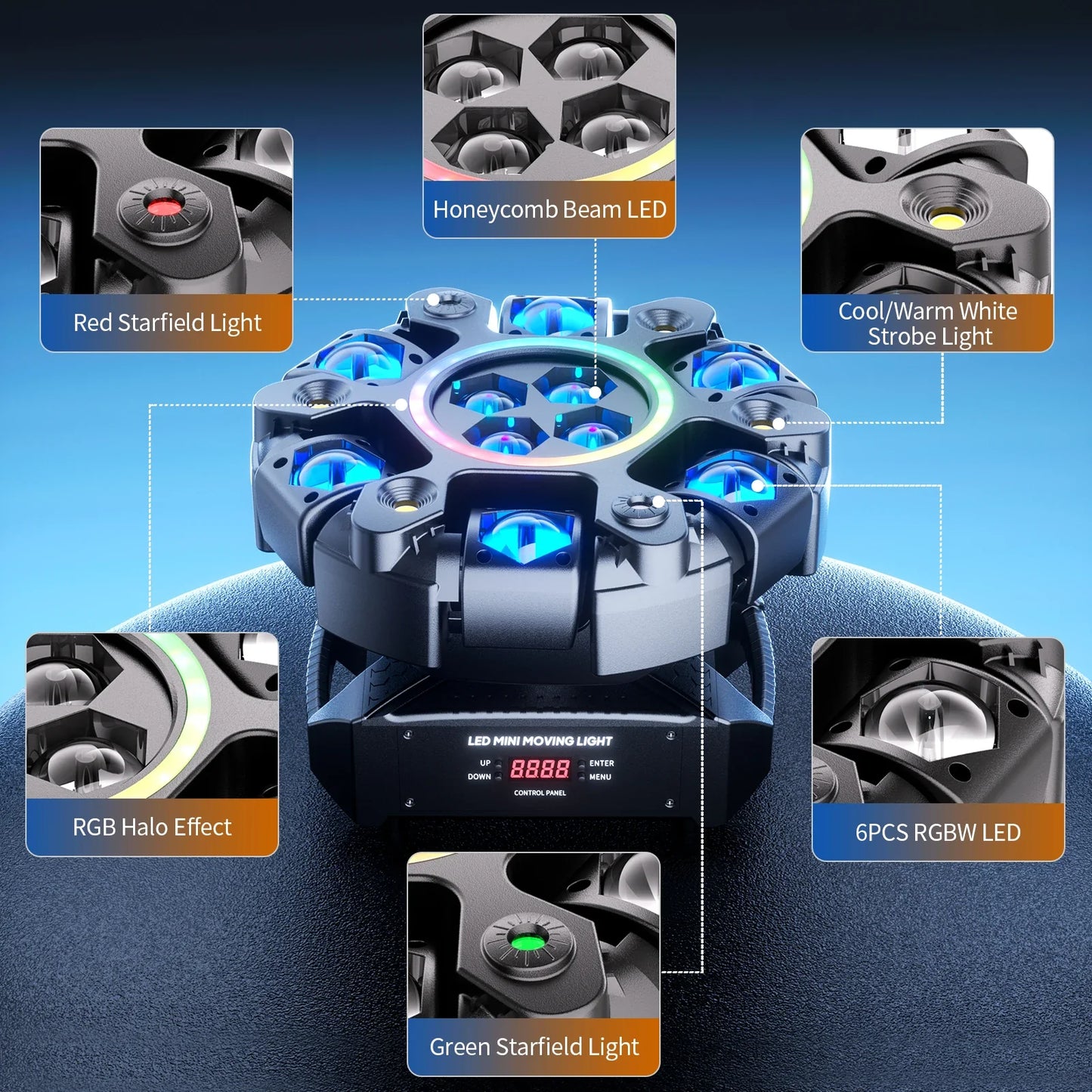 150W 6-Arm 10 Eyes Moving Head Effect Light