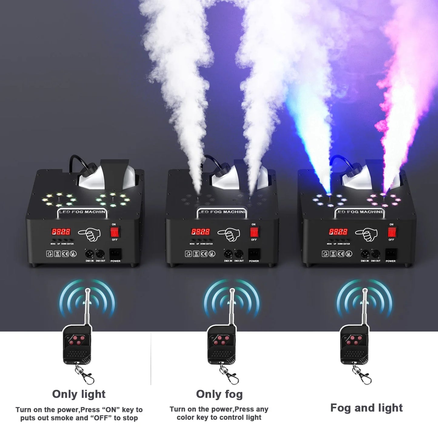 2000W Double-shot fog smoke machine Led Remote smoke machine