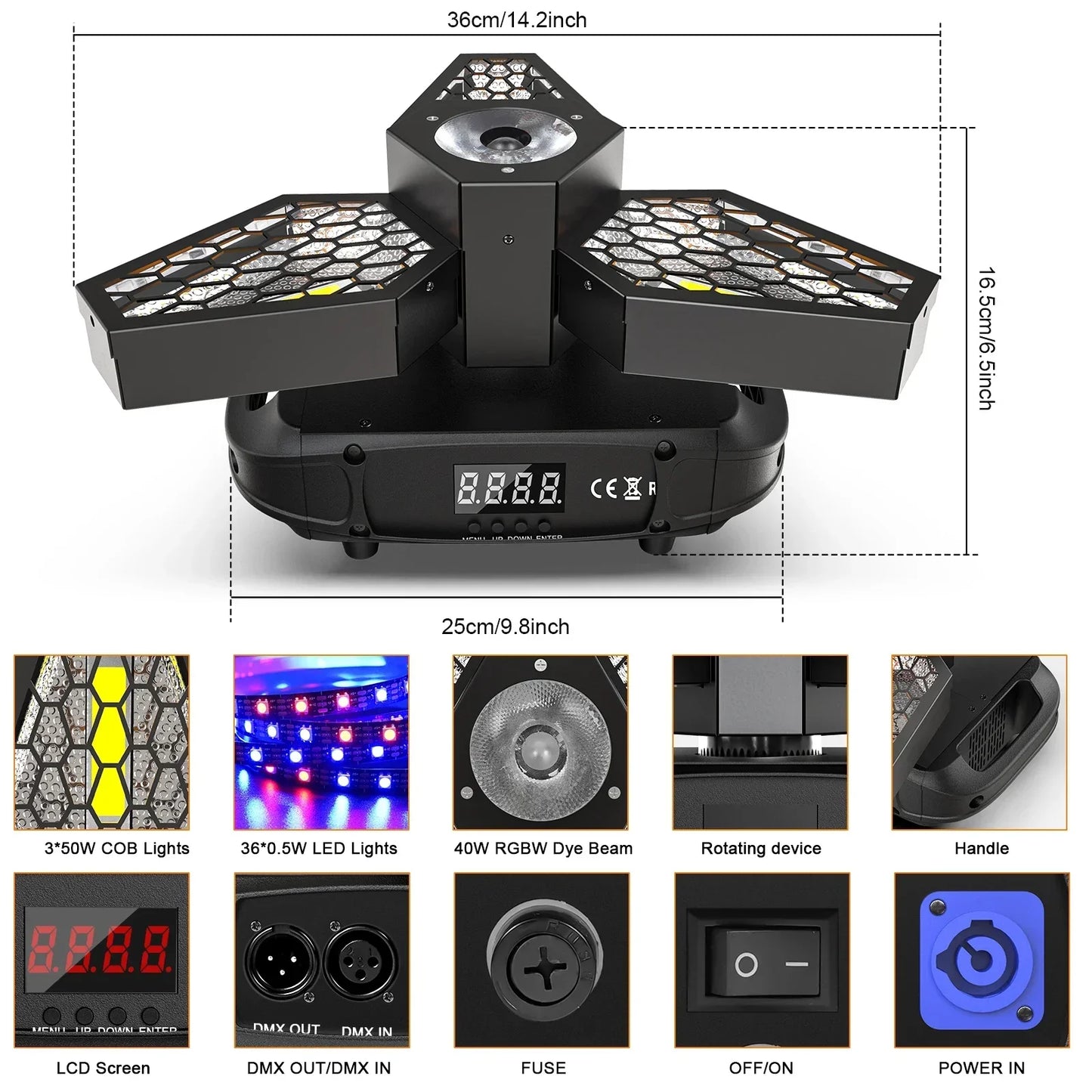 KR11 Mini 120W Rotation Maple Led Retro Stage Light