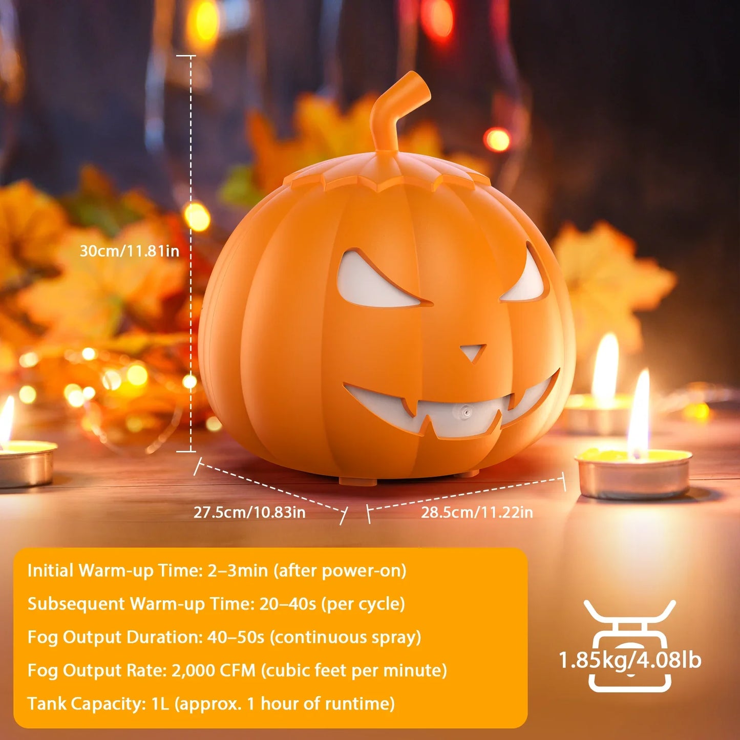 800W RGB 6LED Mini Mist Pumpkin Halloween Smoke Machine Party Fogger