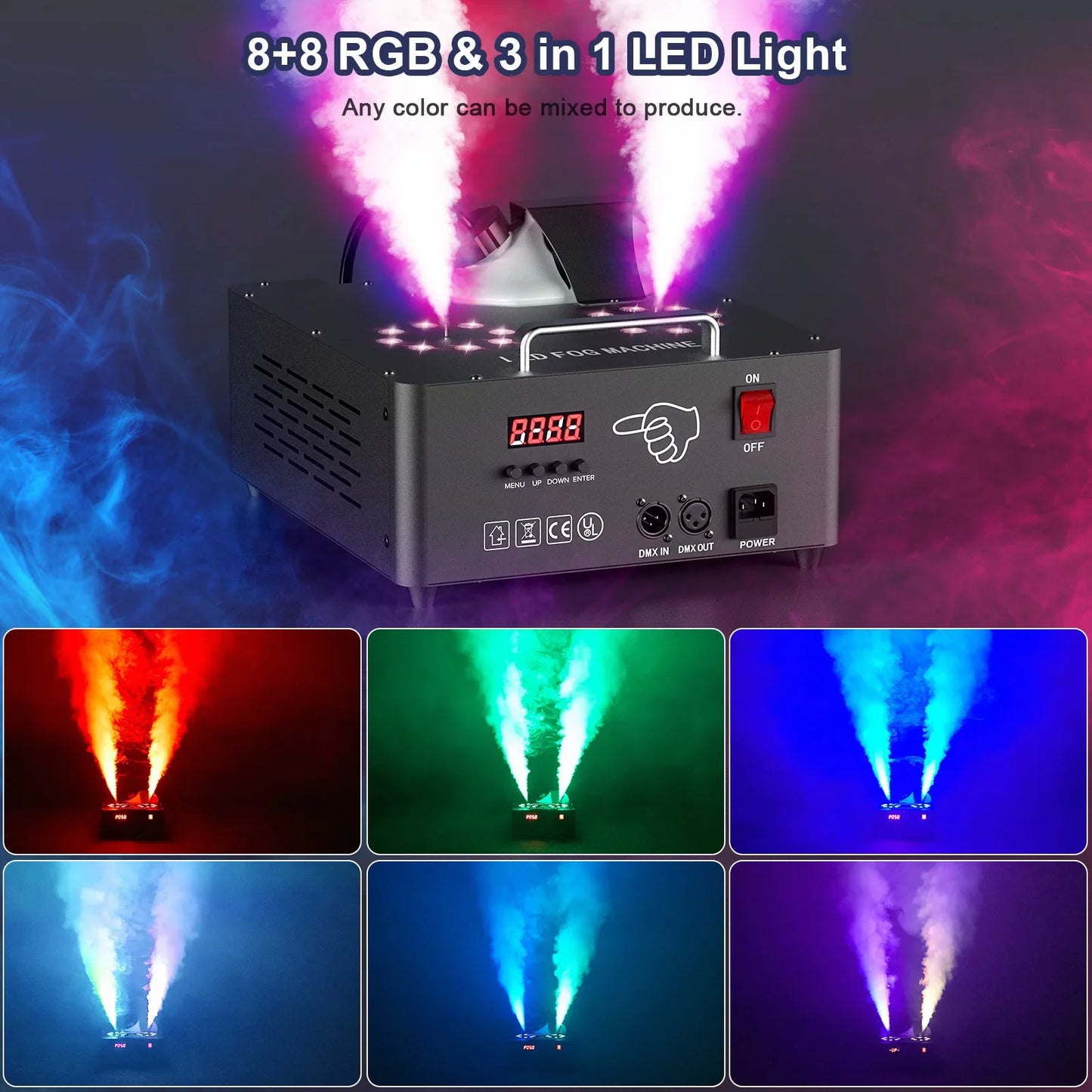 2000W Double-shot fog smoke machine Led Remote smoke machine
