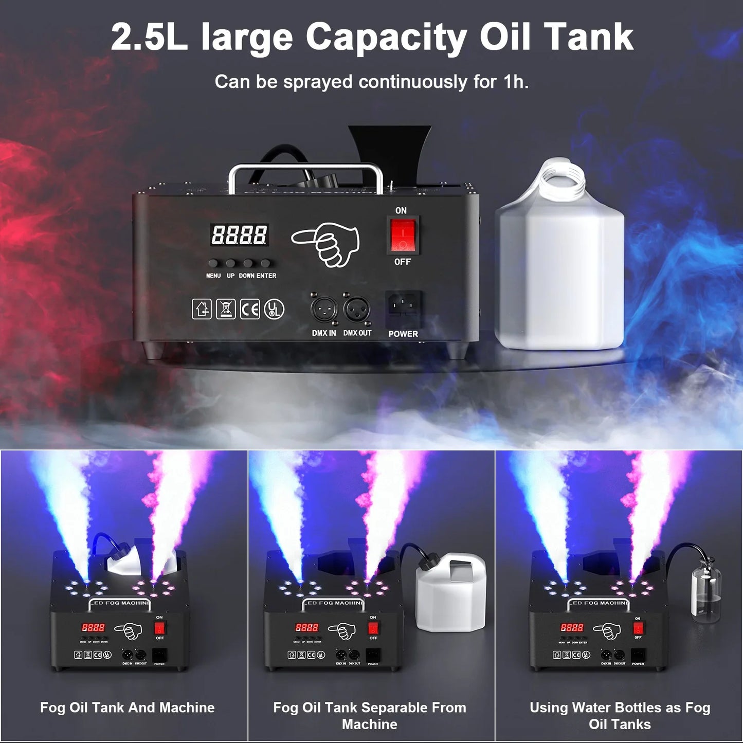 2000W Double-shot fog smoke machine Led Remote smoke machine