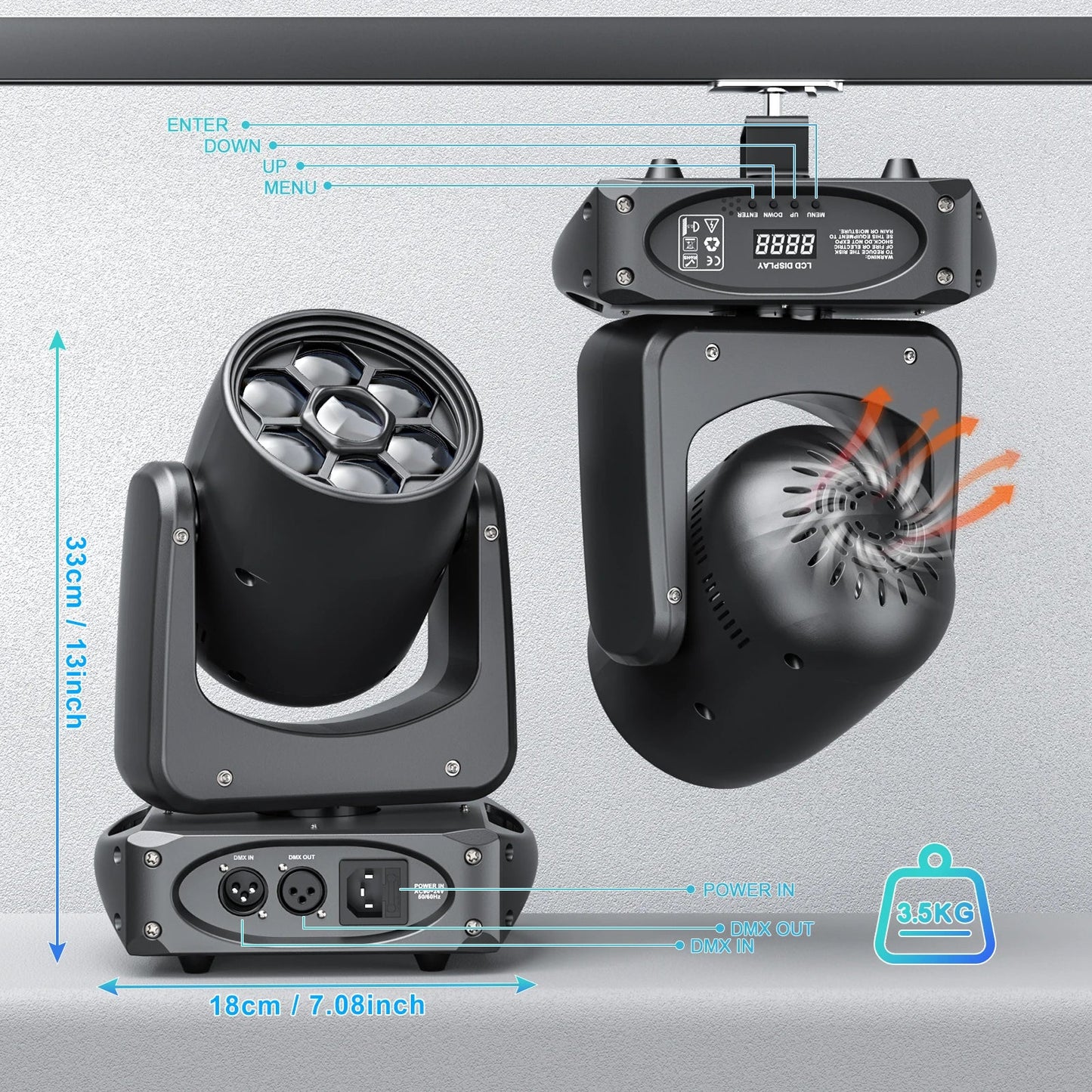 6X10W RGBW Mini Bee Eye Gobo Moving Head Light Disco Party Light