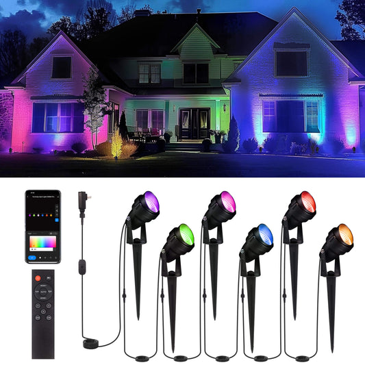 Gardenreet Outdoor Smart Spotlight, 1800LM RGB Color Changing Aluminum  Landscape Lighting (9102A)
