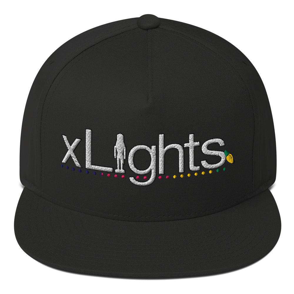 Black w/ Embroidered xLights Logo - Flat Bill Cap