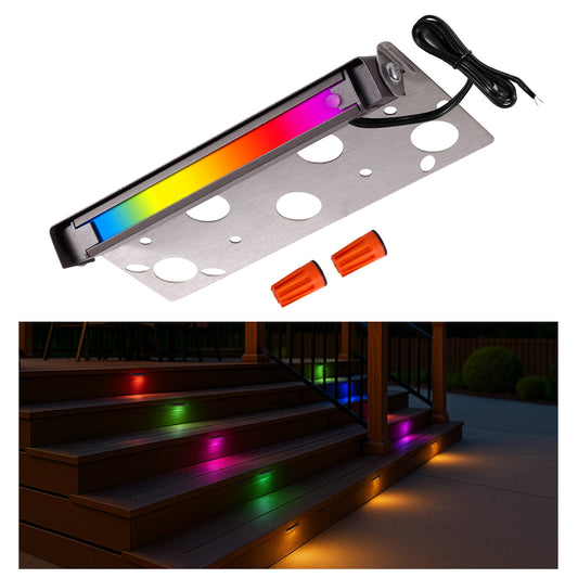 Gardenreet Hardscape Lights Low Voltage, RGBCW 5W LED Outdoor Step Lights, IP65 Waterproof Swivel Aluminum ORB Push Button for Retaining Wall Patio (9703E)