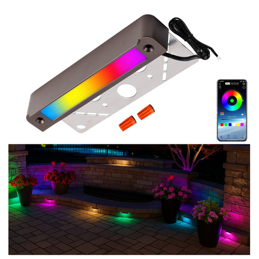 Gardenreet Smart Hardscape Lights Low Voltage, RGBCW 5W LED Outdoor Step Lights, IP65 Waterproof ORB Aluminum for Patio Retaining Wall (9703)